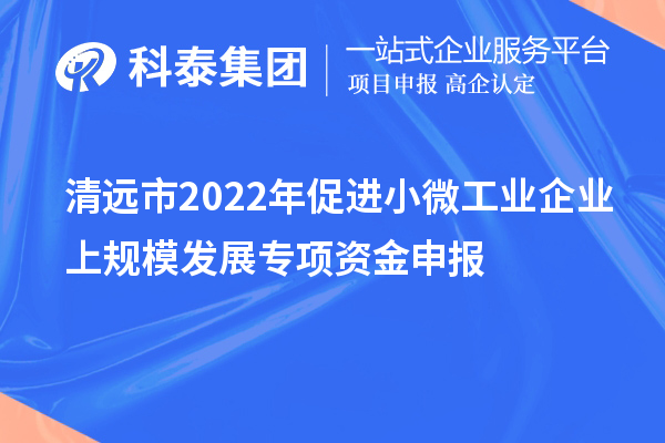 清远市2022年促进小微工业企业上规模发展专项资金申报