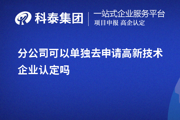 分公司可以单独去申请高新技术企业认定吗
