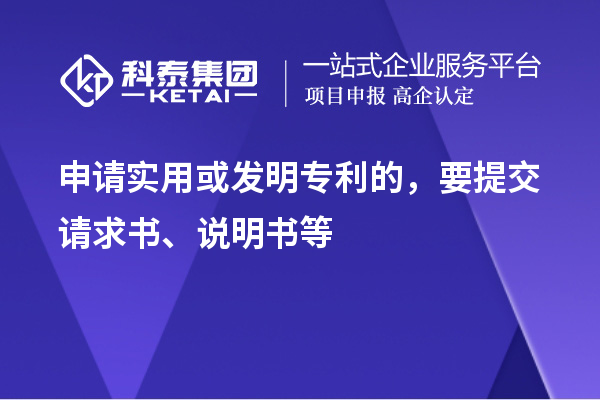 申请实用或发明专利的，要提交请求书、说明书等