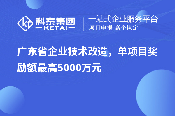 广东省企业技术改造，单项目奖励额最高5000万元！