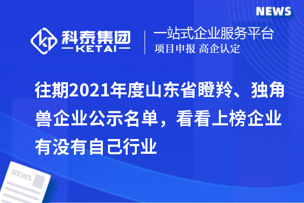 往期2021年度山东省瞪羚、独角兽企业公示名单，看看上榜企业有没有自己行业