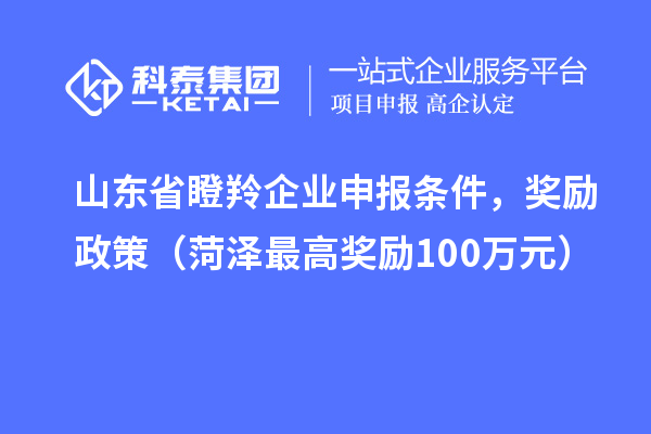 山东省瞪羚企业申报条件，奖励政策（菏泽最高奖励100万元）