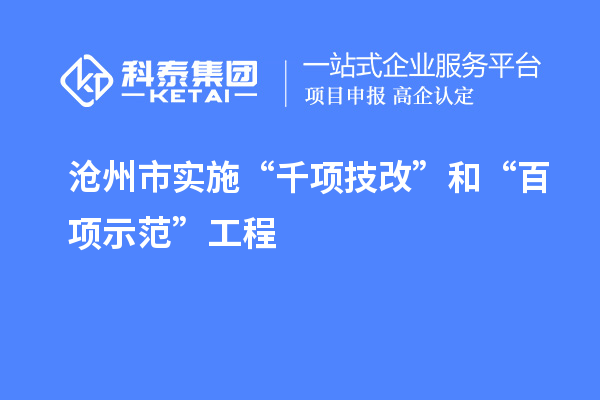 沧州市实施“千项技改”和“百项示范”工程，推动产业结构优化升级