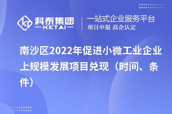 南沙区2022年促进小微工业企业上规模发展项目兑现（时间、条件）