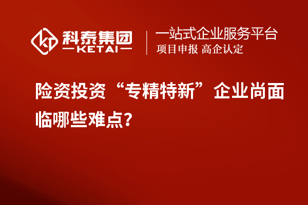 险资投资“专精特新”企业尚面临哪些难点？