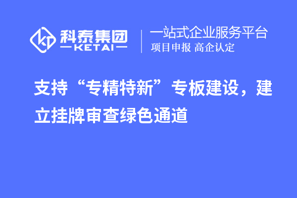 支持“专精特新”专板建设，建立挂牌审查绿色通道