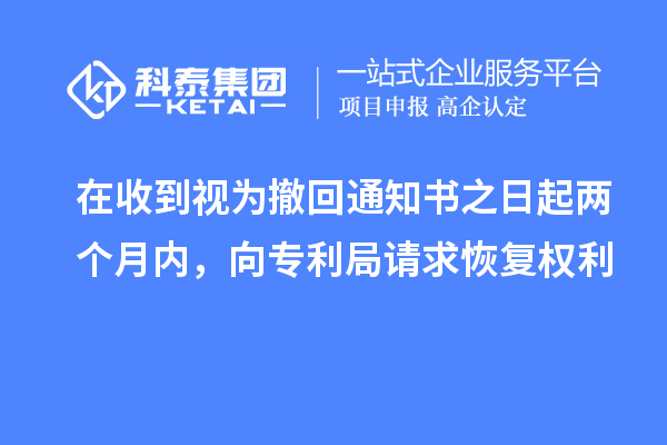 在收到视为撤回通知书之日起两个月内，向专利局请求恢复权利