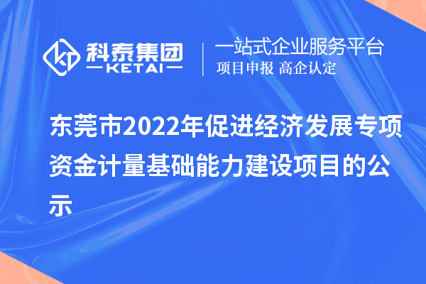 东莞市2022年促进经济发展专项资金计量基础能力建设项目的公示