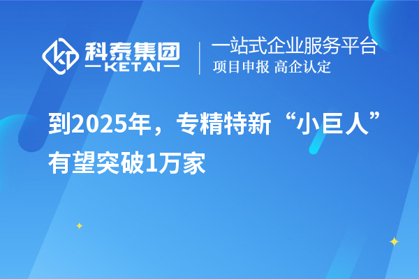到2025年，专精特新“小巨人”有望突破1万家