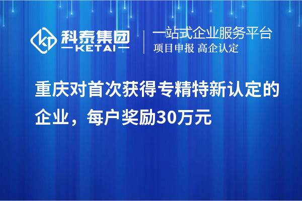 重庆对首次获得专精特新认定的企业，每户奖励30万元