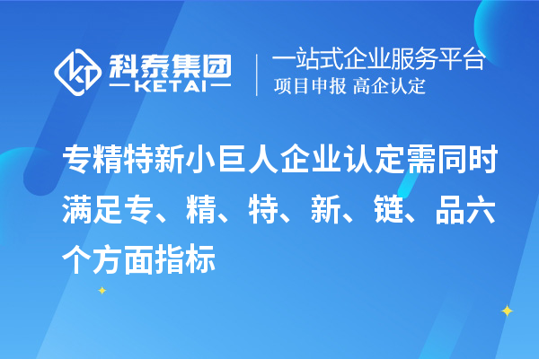 专精特新小巨人企业认定需同时满足专、精、特、 新、链、品六个方面指标