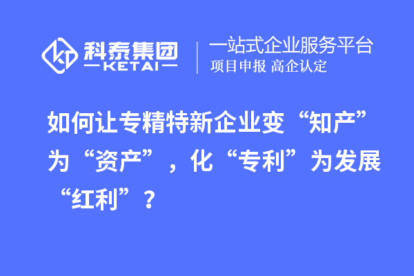 如何让专精特新企业变“知产”为“资产”，化“专利”为发展“红利”？