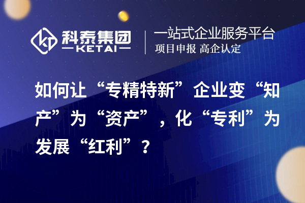 如何让“专精特新”企业变“知产”为“资产”，化“专利”为发展“红利”？