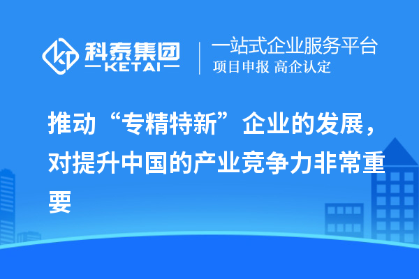 推动“专精特新”企业的发展，对提升中国的产业竞争力非常重要