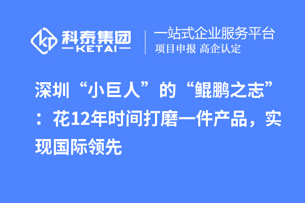 深圳“小巨人”的“鲲鹏之志”：花12年时间打磨一件产品，实现国际领先