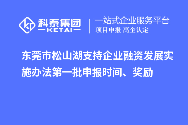 东莞市松山湖支持企业融资发展实施办法第一批申报时间、奖励