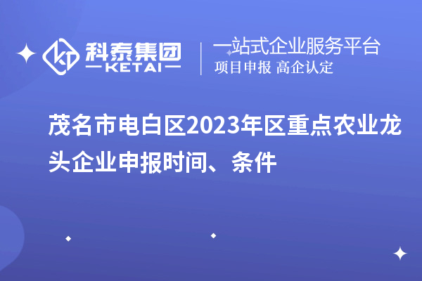 茂名市电白区2023年区重点农业龙头企业申报时间、条件