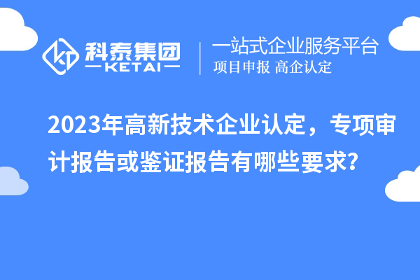 2023年高新技术企业认定，专项审计报告或鉴证报告有哪些要求？