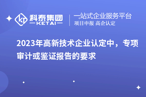 2023年高新技术企业认定中，专项审计或鉴证报告的要求