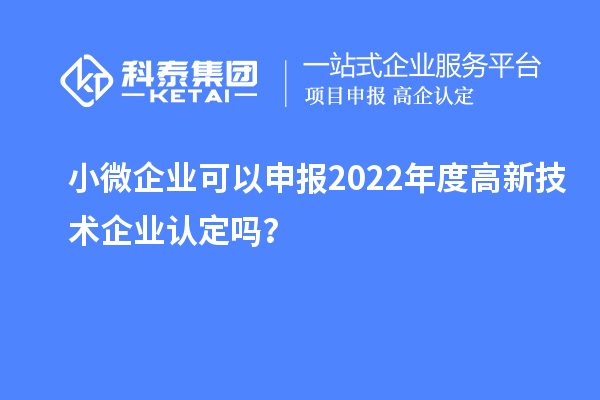 小微企业可以申报2022年度高新技术企业认定吗？