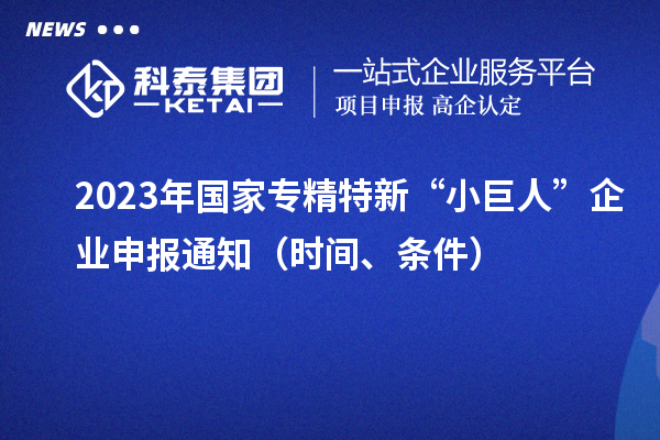 2023年国家专精特新“小巨人”企业申报通知（时间、条件）
