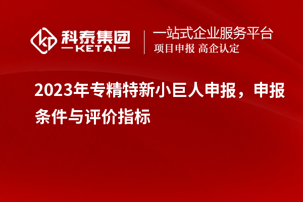2023年<a href=http://www.1ys1w.cn/fuwu/zhuanjingtexin.html target=_blank class=infotextkey>专精特新小巨人申报</a>，申报条件与评价指标