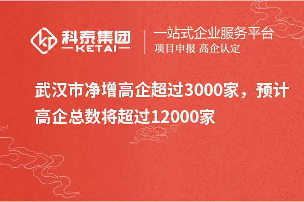 武汉市净增高企超过3000家，预计高企总数将超过12000家