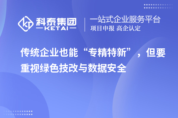 传统企业也能“专精特新”，但要重视绿色技改与数据安全