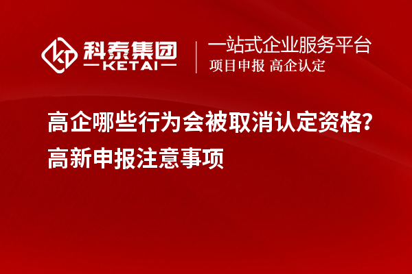 高企哪些行为会被取消认定资格？高新申报注意事项