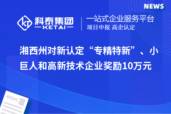 湘西州对新认定“专精特新”、小巨人和高新技术企业奖励10万元