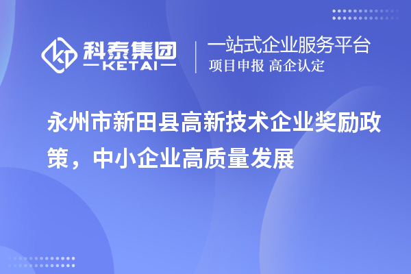 永州市新田县高新技术企业奖励政策，中小企业高质量发展