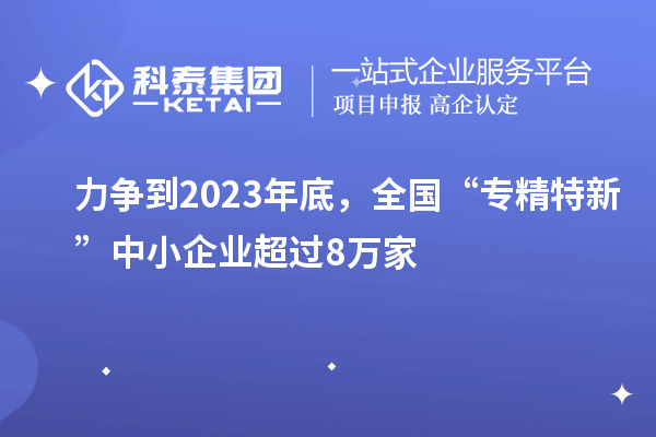 力争到2023年底，全国“专精特新”中小企业超过8万家