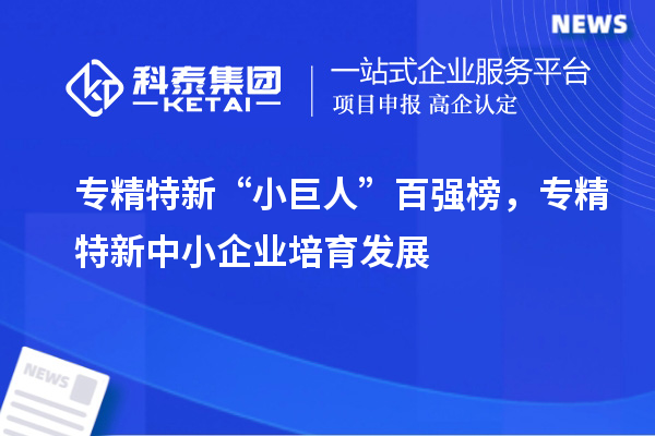 专精特新“小巨人”百强榜，<a href=http://www.1ys1w.cn/fuwu/zhuanjingtexin.html target=_blank class=infotextkey>专精特新中小企业</a>培育发展