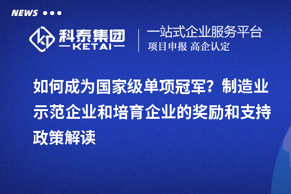 如何成为国家级单项冠军？制造业示范企业和培育企业的奖励和支持政策解读