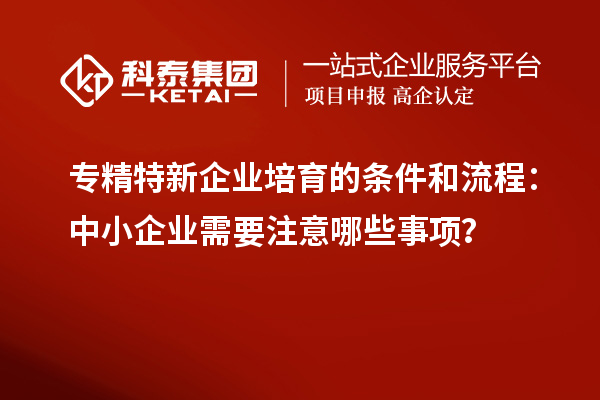 专精特新企业培育的条件和流程：中小企业需要注意哪些事项？