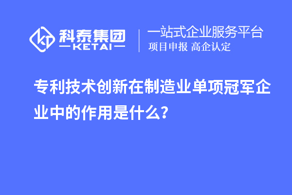 专利技术创新在制造业单项冠军企业中的作用是什么？
