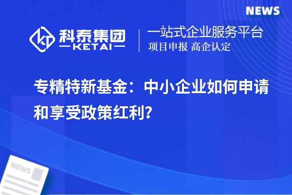 专精特新基金：中小企业如何申请和享受政策红利？