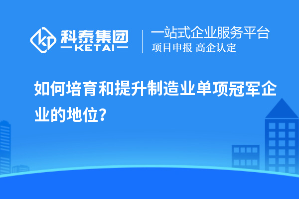 如何培育和提升制造业单项冠军企业的地位？