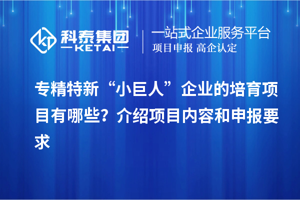 专精特新“小巨人”企业的培育项目有哪些？介绍项目内容和申报要求