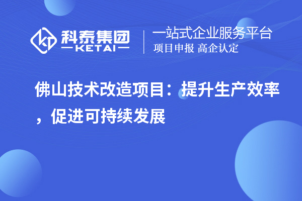  佛山技术改造项目：提升生产效率，促进可持续发展