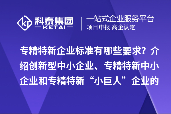 专精特新企业标准有哪些要求？介绍创新型中小企业、专精特新中小企业和专精特新“小巨人”企业的评价和认定标准