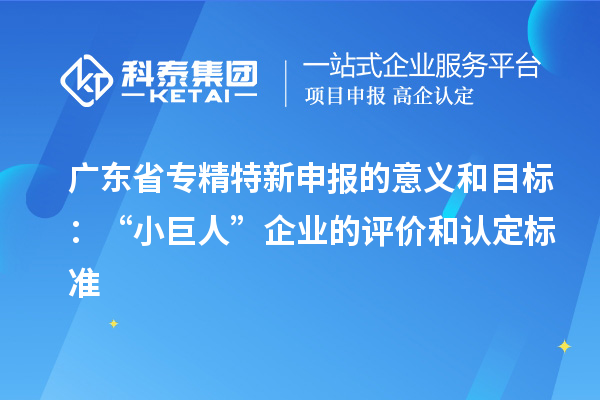 广东省专精特新申报的意义和目标：“小巨人”企业的评价和认定标准