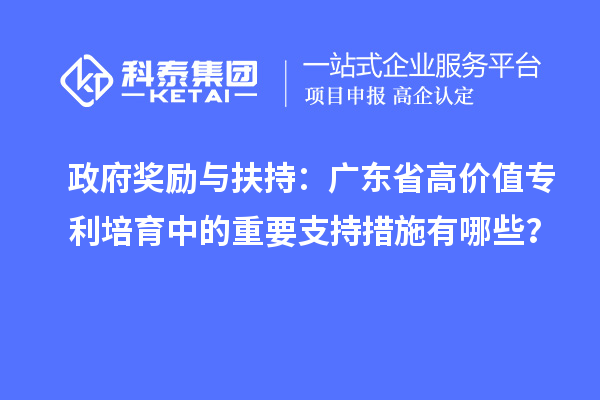 政府奖励与扶持：广东省高价值专利培育中的重要支持措施有哪些？