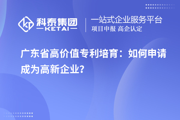 广东省高价值专利培育：如何申请成为高新企业？
