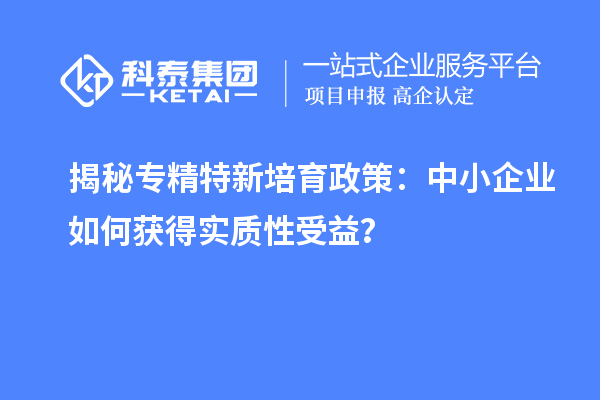 揭秘专精特新培育政策：中小企业如何获得实质性受益？