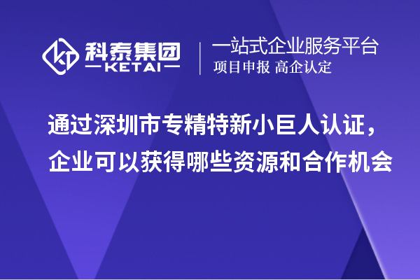 通过深圳市专精特新小巨人认证，企业可以获得哪些资源和合作机会