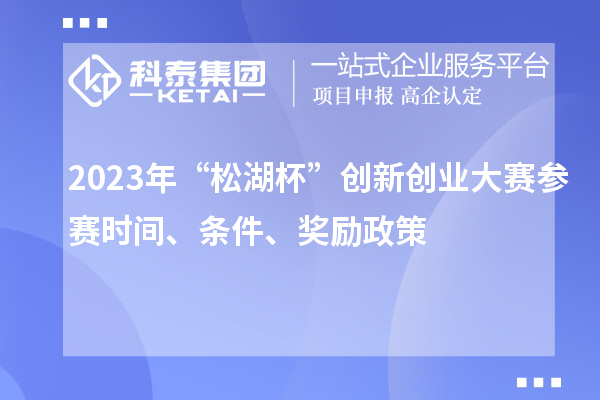 2023年“松湖杯”创新创业大赛参赛时间、条件、奖励政策