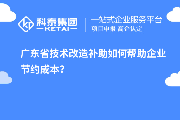 广东省技术改造补助如何帮助企业节约成本？