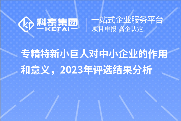 专精特新小巨人对中小企业的作用和意义，2023年评选结果分析