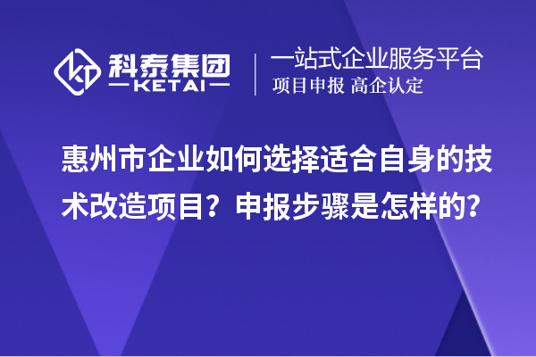 惠州市企业如何选择适合自身的技术改造项目？申报步骤是怎样的？